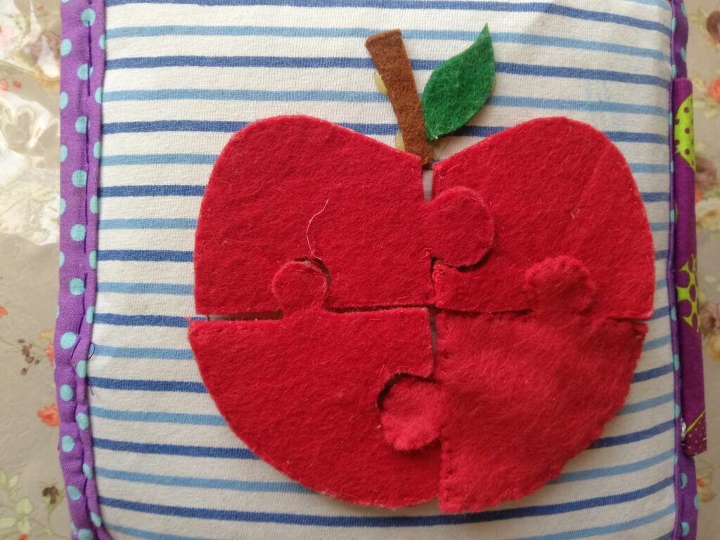 Apple puzzle felt made from quiet book page image