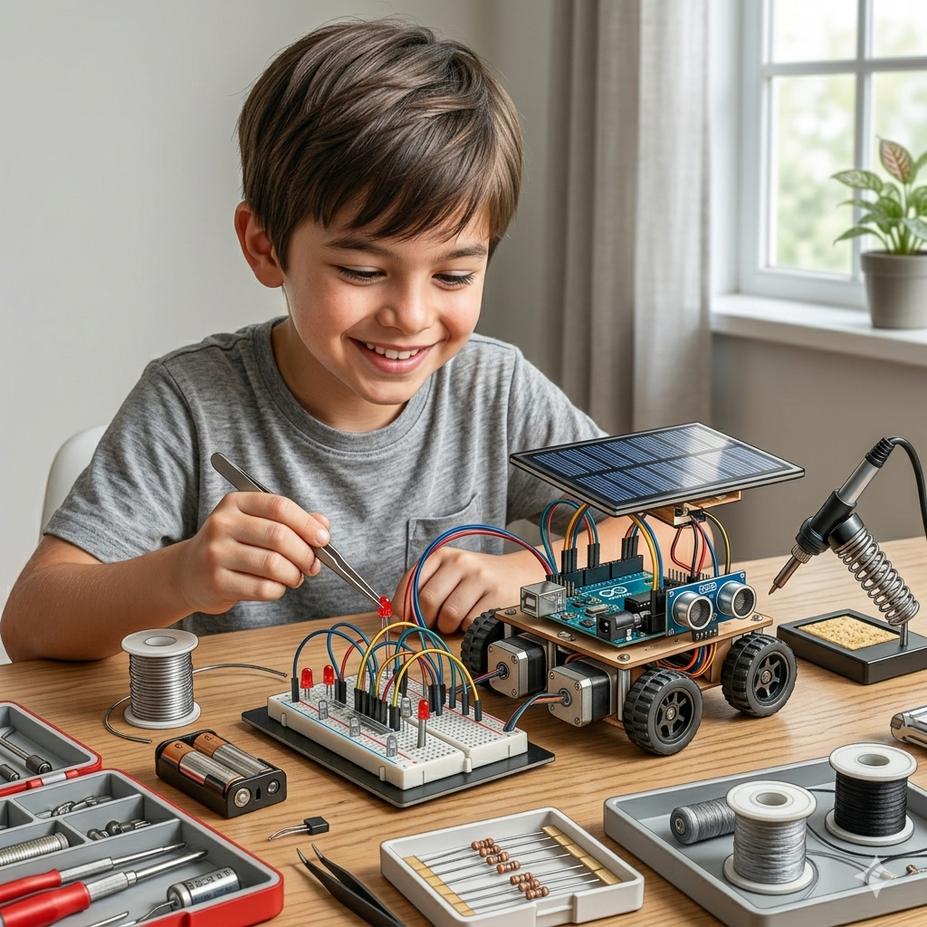 a boy doing crafts landing page image